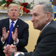 President Donald Trump argues about border security with Senate Minority Leader Chuck Schumer (D-NY) in the Oval Office on December 11, 2018 in Washington, DC.